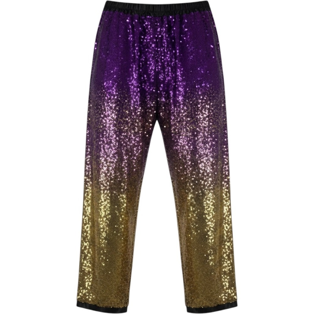 Mardi Gras Sequin Pants Womens M Purple Gold Gradient Costume Festival Clubwear